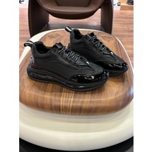 1094 Siyah Rugan - Siyah Taban Hakiki Deri Erkek Sneakers