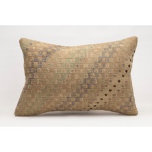 El Yapımı Kilimden Yapılmış Vintage Kırlent Kılıfı, Yün, 40X60 cm