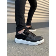 JY155 Warrior Bağcıklı ve Fermuarlı Cilt Süet Erkek Günlük Sneaker Ayakkabı Csbt - Siyah