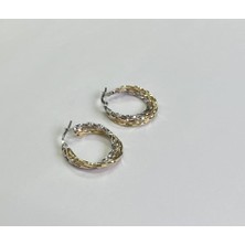 Gold ve Rose Detay Halka Küpe