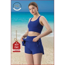 Kadın Alt-Üst Takım Şort & Crop Denizde Havuzda Sporda Casual / Günlük Kullanım Mavi TK3107