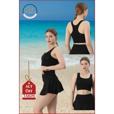 Kadın Siyah Alt-Üst Takım Şort & Crop Denizde Havuzda Sporda Casual / Günlük Kullanım TK3107