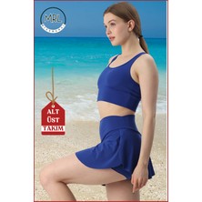 Kadın Alt-Üst Takım Şort & Crop Denizde Havuzda Sporda Casual / Günlük Kullanım Mavi TK3107