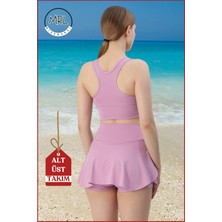 Kadın Alt-Üst Takım Şort & Crop Denizde Havuzda Sporda Casual / Günlük Kullanım Lila TK3107