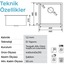 Crauf Stella 4444 Pvd Altın 40X40 El Yapımı Paslanmaz Çelik Mutfak Eviyesi