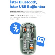 Kablosuz Mouse Fare Şarjlı Bluetooth Wireless Çift Modlu Sessiz 5 Tuşlu Şeffaf Dpı Kontrol  TG-9010