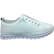 2010 Womenly Style Beyaz Kadın Günlük Ayakkabı % 100 Hakiki Deri