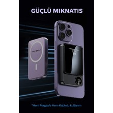Magsafe Powerbank 10.000 Mah 22.5 Watt Hızlı Şarj Göstergeli Kablosuz Taşınabilir Şarj Type-C/usb
