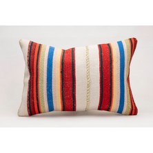 El Yapımı Kilimden Yapılmış Vintage Kırlent Kılıfı, Yün, 40X60 cm