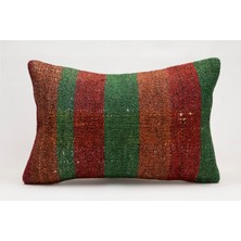 El Yapımı Kilimden Yapılmış Vintage Kırlent Kılıfı, Yün, 40X60 cm