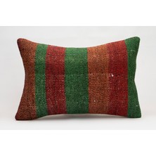 El Yapımı Kilimden Yapılmış Vintage Kırlent Kılıfı, Yün, 40X60 cm