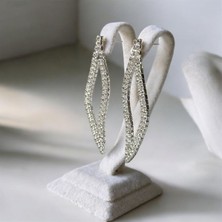 Takıtolia Geometrik Şekilli Püsküllü Uzun Sallantılı Zirkon Taşlı Parıltılı Su Yolu Abiye Hediye Küpe