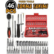 58 Parça 46MINI Lokma Takımı Otomatik Cırcırlı 1/4" 12 Parça Kombine Açık Ağız-Yıldız Anahtar Takım