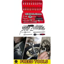 58 Parça 46MINI Lokma Takımı Otomatik Cırcırlı 1/4" 12 Parça Kombine Açık Ağız-Yıldız Anahtar Takım