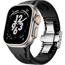 Apple Watch Ultra 49MM KRD-127 Metal Tokalı Silikon Kordon-Siyah