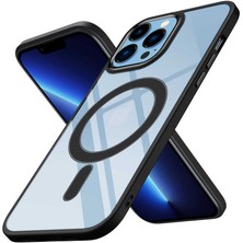 iPhone 12 Pro Max Kılıf Wireless Şarj Özellikli Mbtm Krom Magsafe Silikon Kapak-Siyah