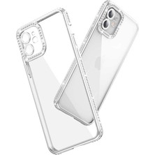 iPhone 12 Kılıf Kamera Korumalı Taşlı Mbtm Mina Kapak-Lila