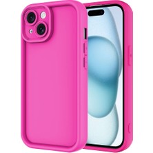 Apple iPhone 14 Kılıf Kamera Korumalı Mbtm Ananas Kapak-Pembe Koyu