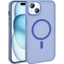 Apple iPhone 14 Kılıf Magsafe Şarj Özellikli Mat Arka Yüzey Mbtm Sio Kapak-Lila