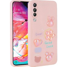 Galaxy A70 Kılıf Kabartma Figürlü Parlak Mbtm Toys Silikon Kapak-Pembe