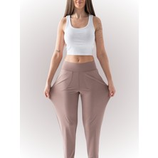 Kadın Sütlü Kahverengi Jogger Havuç Pantolon