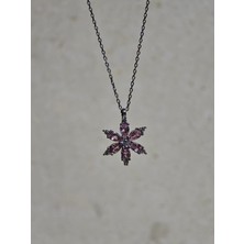 Pembe Taşlı Lotus Çiçeği Kolye