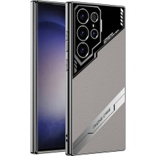 Galaxy S23 Ultra Kılıf Kamera Korumalı Suni Deri Tasarım Mbtm Yeni Seri Procase Kapak-Titanyum-Gri