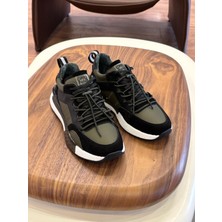 1093 Haki Hakiki Deri Erkek Sneakers