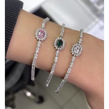 Pembe Oval Taşlı Su Yolu Bileklik