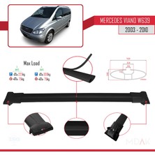 Mercedes Viano 2 (W639) Pre-Facelift 2003-2010 Arası ile Uyumlu Fly Model Ara Atkı Tavan Barı Siyah 3 Adet