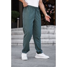 Erkek Yazlık Keten Karışımı Rahat Geniş Kalıp Relaxed Pantolon