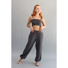 Müslin Paçası Lastikli Pantolon