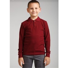 Nacar Okul Kıyafetleri Unisex Çocuk Uzun Kol Polo Yaka Okul T-Shirt