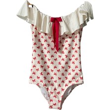 Kayık Yaka Fiyonk Desenli 50UV Kız Çocuk Mayo By Nessi Byrd