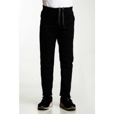 Nacar Store Okul Pantolonu Lastikli Ribana Bel Kanvas Erkek Çocuk Pantolonu Düz Siyah Slim Fit Tasarım