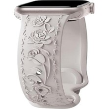 Apple Apple Watch 11/10 42MM 4 5 6 7 8 9 Se 38 40 41MM Uyumlu Kabartma Gül Desenli Silikon Kordon Kayış