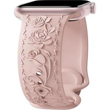 Apple Apple Watch 11/10 42MM 4 5 6 7 8 9 Se 38 40 41MM Uyumlu Kabartma Gül Desenli Silikon Kordon Kayış