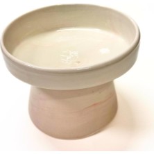 Eğimli Yüksek Seramik Mama Kabı – 350 Ml- Pembe Desen