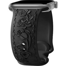 Apple Apple Watch 11/10 42MM 4 5 6 7 8 9 Se 38 40 41MM Uyumlu Kabartma Gül Desenli Silikon Kordon Kayış