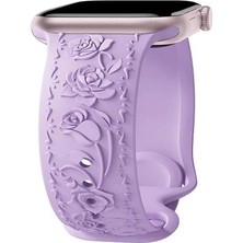 Alstrap Apple Apple Watch 12/11/10 42MM 4 5 6 7 8 9 Se 38 40 41MM Uyumlu Kabartma Gül Desenli Silikon Kordon Kayış