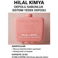 Hilal Kimya Depolu Sabunluk Sistemi Deposu 20 Kg Kapasiteli Pembe