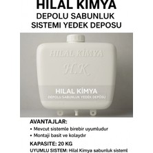 Hilal Kimya Depolu Sabunluk Sistemi Deposu 20 Kg Kapasiteli Beyaz