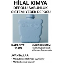 Hilal Kimya Depolu Sabunluk Sistemi Deposu 10 Kg Kapasiteli Mavi