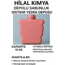 Hilal Kimya Depolu Sabunluk Sistemi Deposu 10 Kg Kapasiteli Pembe
