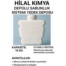 Hilal Kimya Depolu Sabunluk Sistemi Deposu 10 Kg Kapasiteli Beyaz