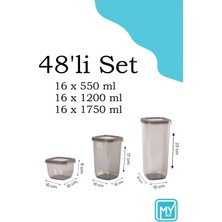 48'li Mega Çeyiz Seti Etiketli Kare Erzak Saklama Kabı Kahvaltılık Çerezlik Baharatlık Bakliyat Kabı