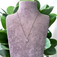 Renkli Taşlı Yonca Detaylı Bijuteri Kolye