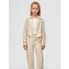 Kız Çocuk Pamuklu Bol Kesim Uzun Kol Gömlek