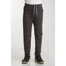 Nacar Store Unisex Çocuk Rıbana Bel Füme Kanvas Pantolon Slim Fit Konforlu Kullanım