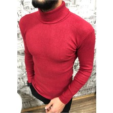 Erkek Bordo Boğazlı Balıkçı Yaka Kazak